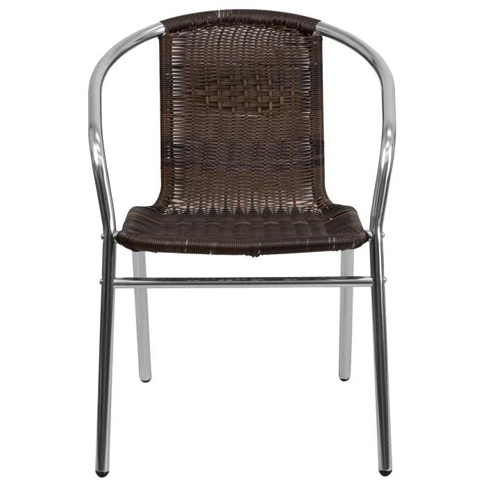 Flash Furniture Aluminum and Rattan Commercial Indoor-Outdoor Restaurant Stack Chair (Set of 2)