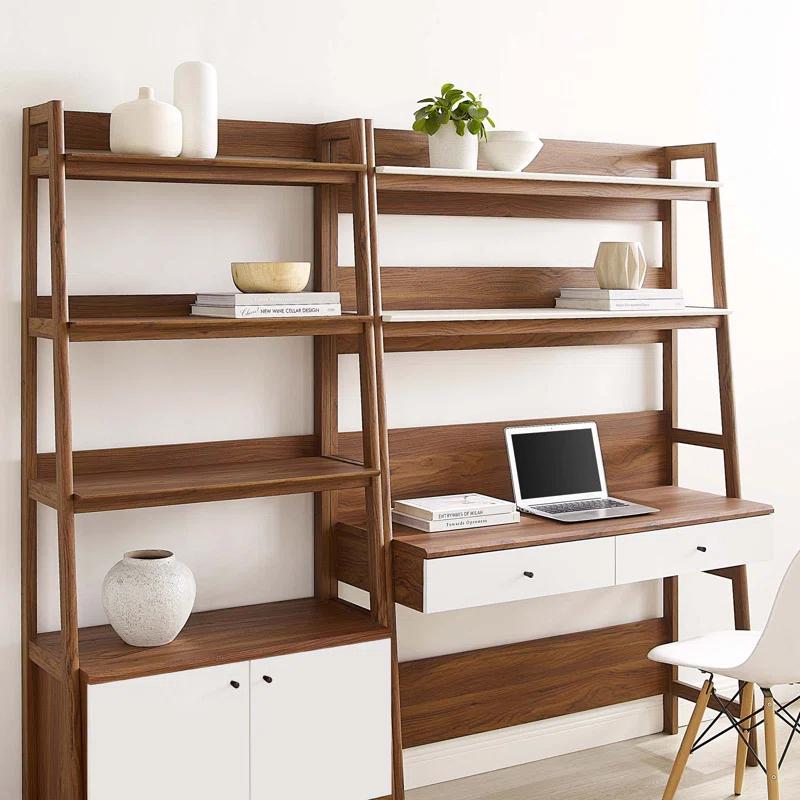 Modway Modway Bixby 2-Piece Wood Office Desk and Bookshelf