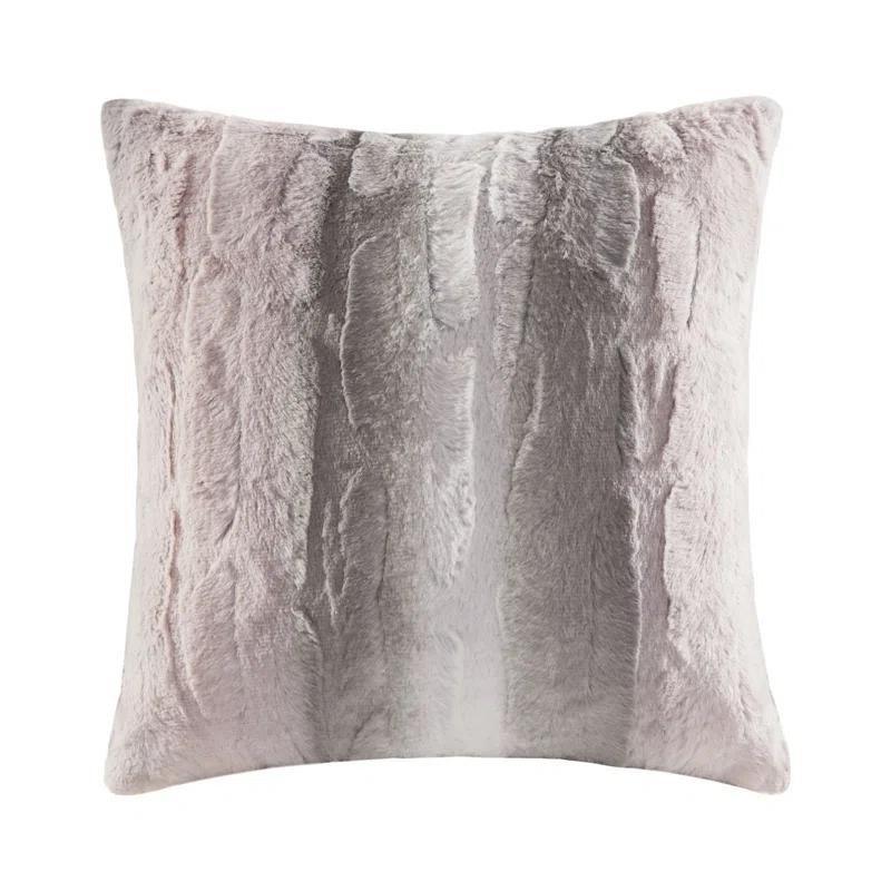 Madison Park Faux Fur Striped Throw Pillow