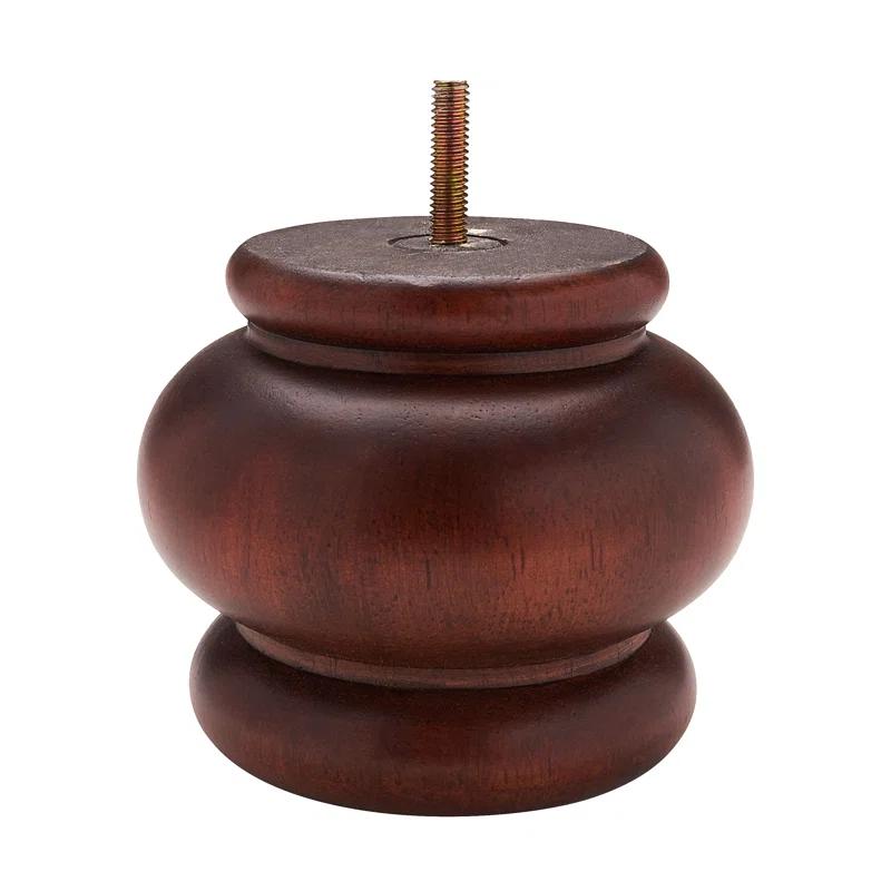 Architectural Products by Outwater L.L.C. 4 in x 4-7/8 in Stained Solid Hardwood Round Bun Foot (Set of 4)