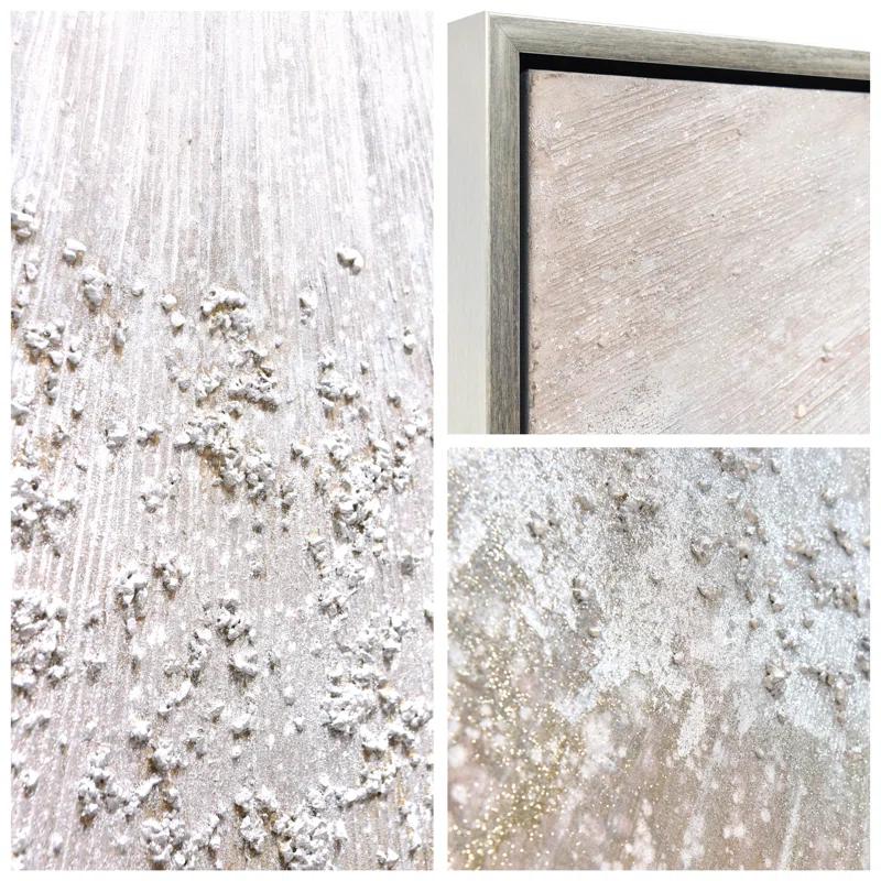 Empire Art Direct Silver Radiant Trio Textured Glitter Hand Painted Framed Canvas Wall Art with Silver Leaf