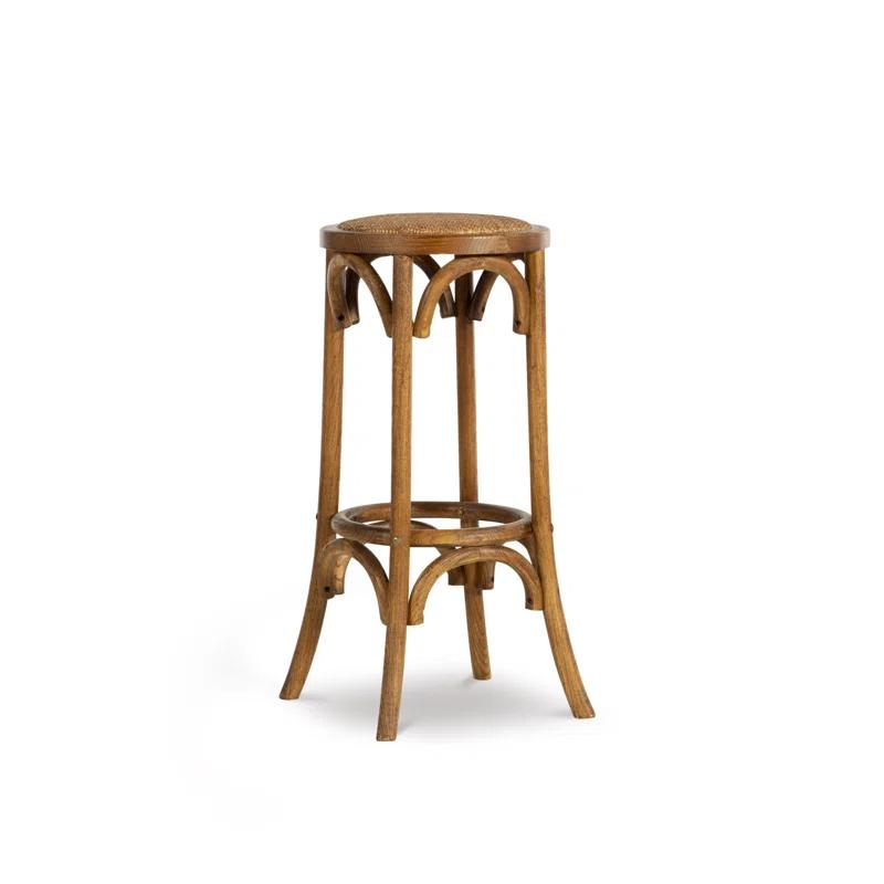 Dovecove Rae 24" Round Rattan Seat Counter Stool with Solid Wood Frame