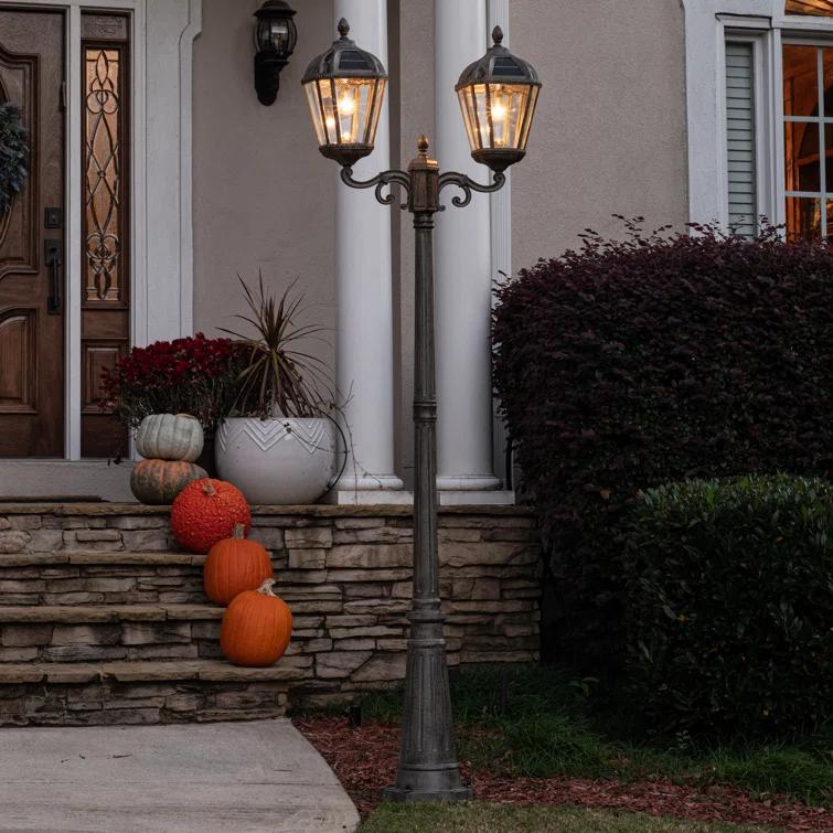 Gama Sonic Royal Brown 2-Light 89" H 300 Lumen Solar Powered Lamp Post (Full)