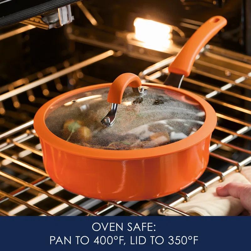 Rachael Ray Rachael Ray Cook & Create Nonstick Saute Pan With Lid, 3 Quart, Orange