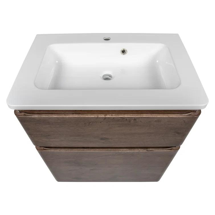 Bath Oasis 39.1'' Single Bathroom Vanity with Ceramic Top with Mirror