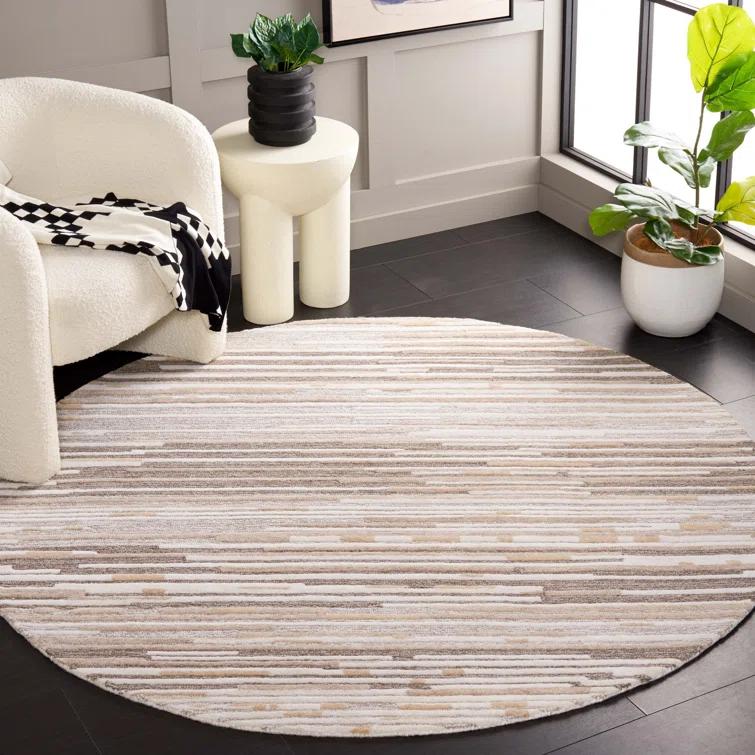 Martha Stewart Martha Stewart 300 Hand Tufted Wool/Cotton with Latex Abstract Rug in Brown/Beige