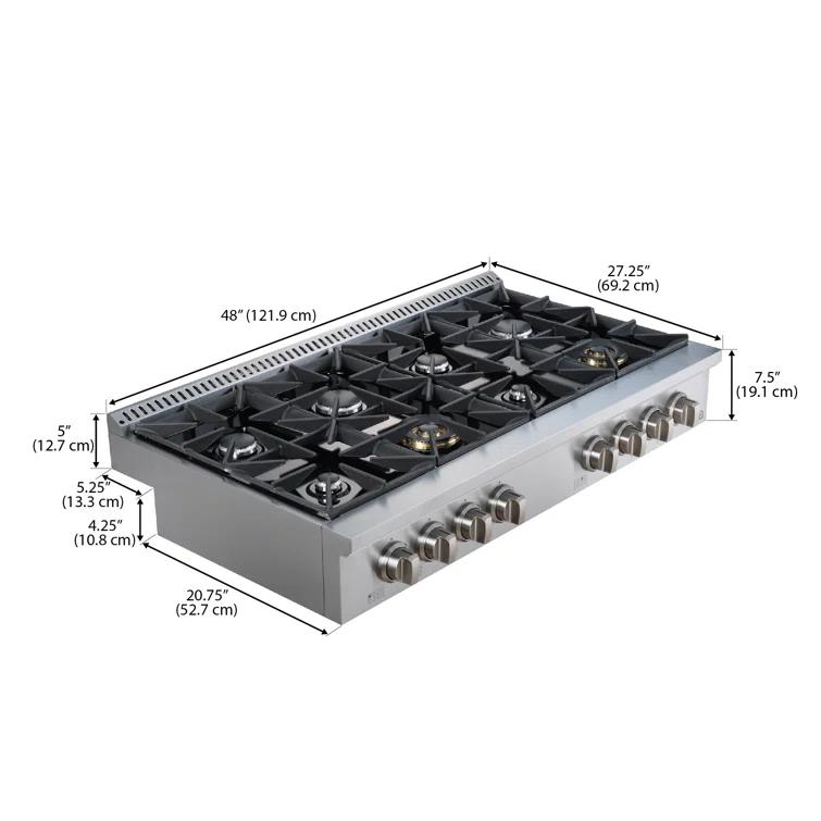 Ancona Ancona 48" Black Gas 8 Burner Cooktop AN-2162