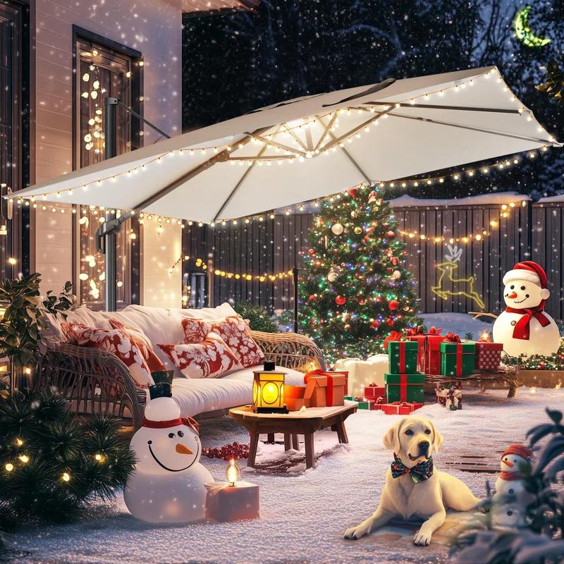 HOTEEL 10'x10' Aluminum Cantilever Umbrella - 360° Rotation & 5-Tilt Angles for Patio, Poolside & Outdoor