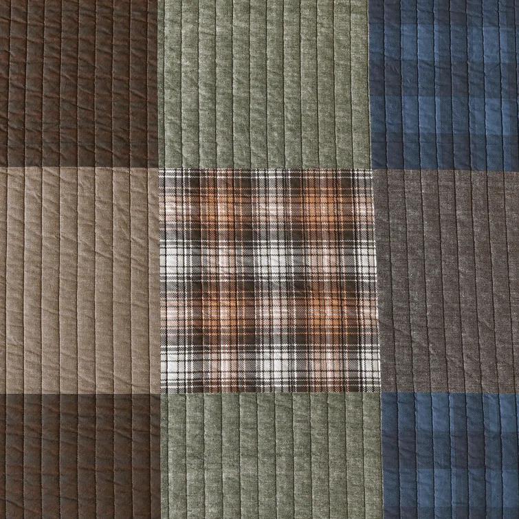 Eddie Bauer Fern Garden Eddie Bauer Classic Patchwork Cotton Reversible Green Quilt Set