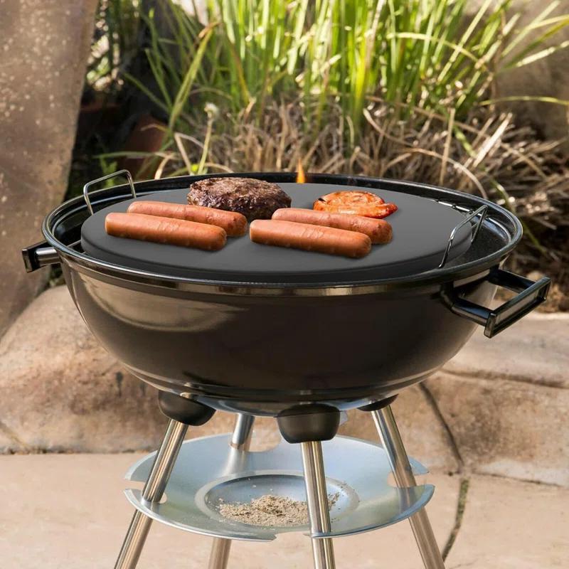 LIFETIME FLOORING LLC Round Pizza Grilling Stone For Oven, BBQ And Grill - 15” Non-Stick Black Ceramic Baking Stone For Pies, Pastry Bread, Calzone - Home Kitchen Accessories