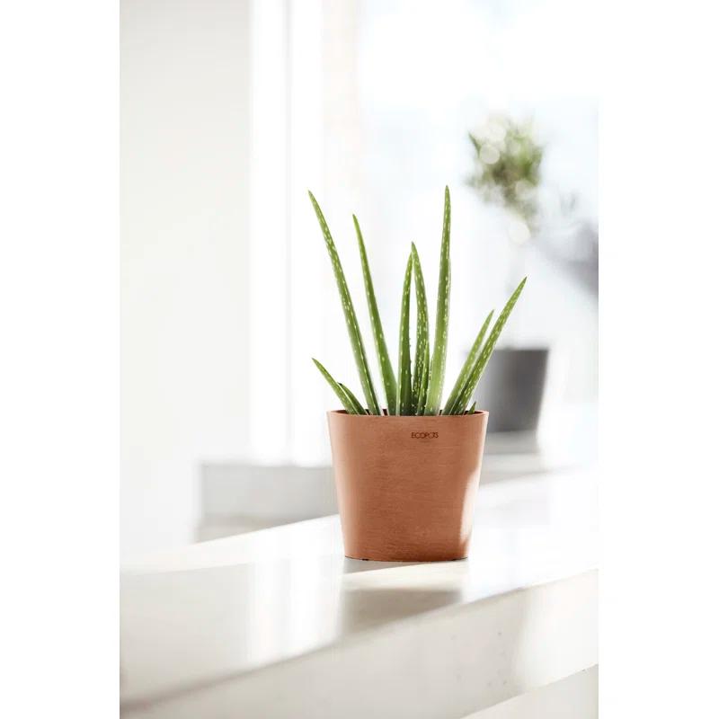 Ecopots Amsterdam Modern Round Recycled Plastic Planter Flower Pot with Water Reservoir