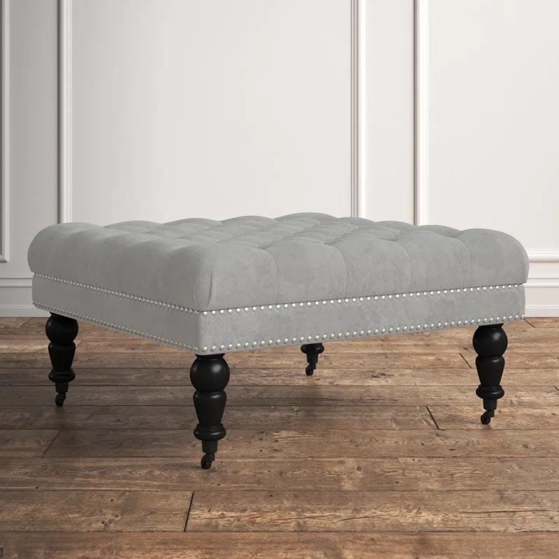 Kelly Clarkson Home Landis 35" Nailhead Trim Tufted Upholstered Ottoman