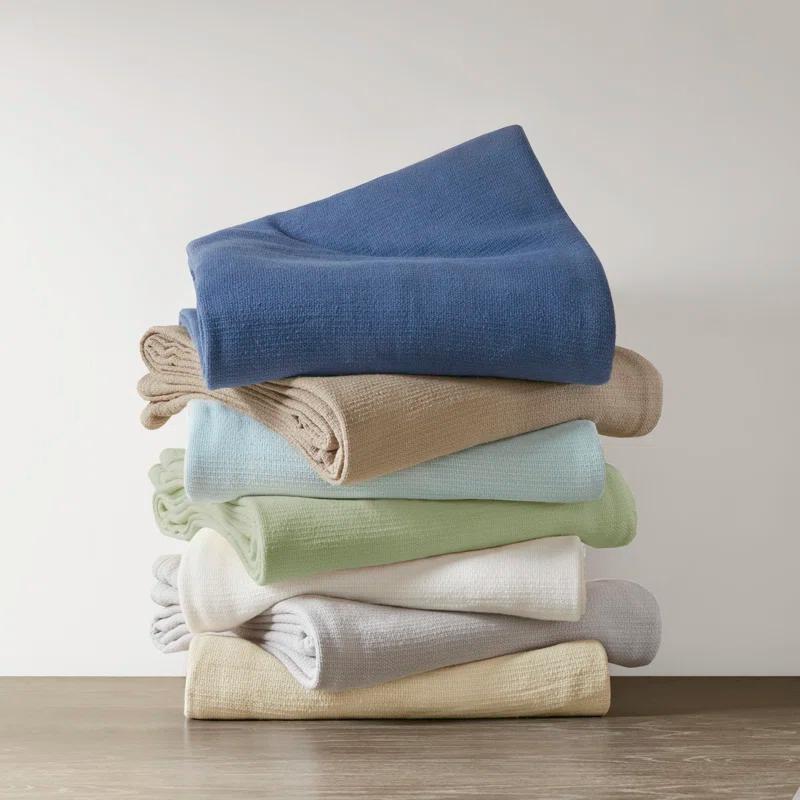 Madison Park Freshspun Basketweave Cotton Blanket