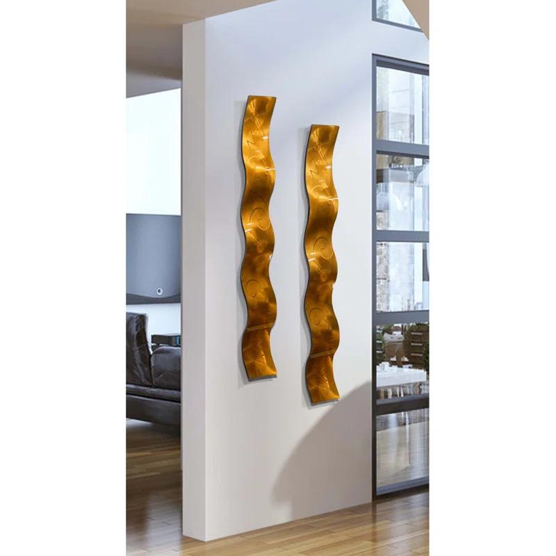 Orren Ellis Handmade Modern Abstract Wall Decor on Metal (Set of 2)