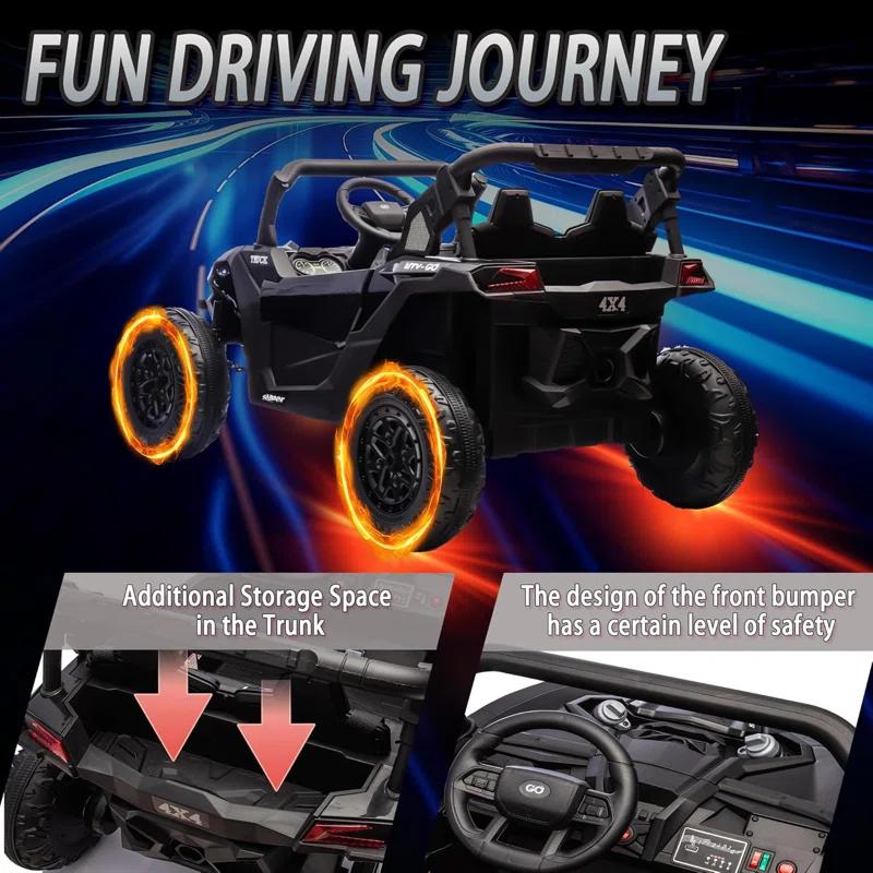 Ancheer 24V 7AH Real 2 Seater Ride On Toys For Big Kids W/ 20" Large Seat, Ride On UTV W/Remote Control, Bluetooth, 2X200W Powerful Motors, MP3, Lights, 4.5 Mph Max Speed, Power Car Wheels