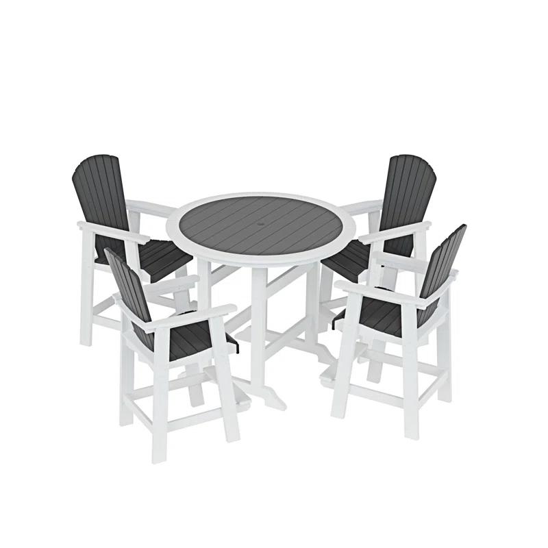 Ceballos Patio Bar Table Set High Top Outdoor Table And Chairs Set Of 5 Bar Table & Stools Set With Tall Adirondack Chairs Set For 4