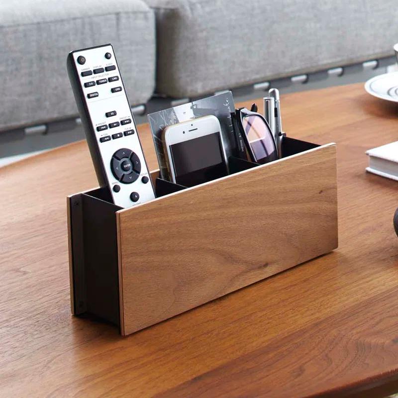Yamazaki Home Yamazaki Home Desk Organizer - Tv Remote Control And Pen Holder, Steel + Wood