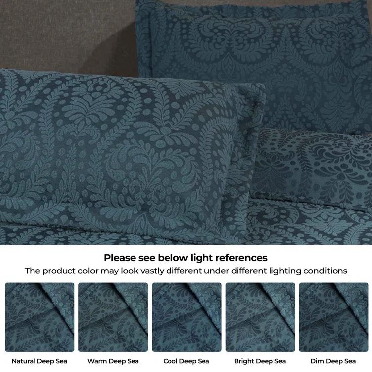 Superior Aspen Floral Scalloped Edge Cotton Blend Coverlet / Bedspread Set