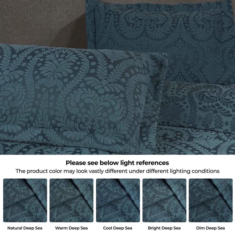 Aspen Floral Scalloped Edge Cotton Blend Coverlet / Bedspread Set