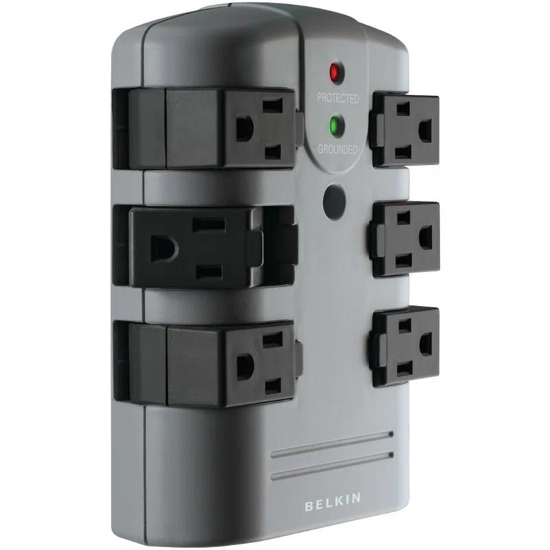 6-Outlet Pivot Plug Surge Protector Wall Mounted Power Strip