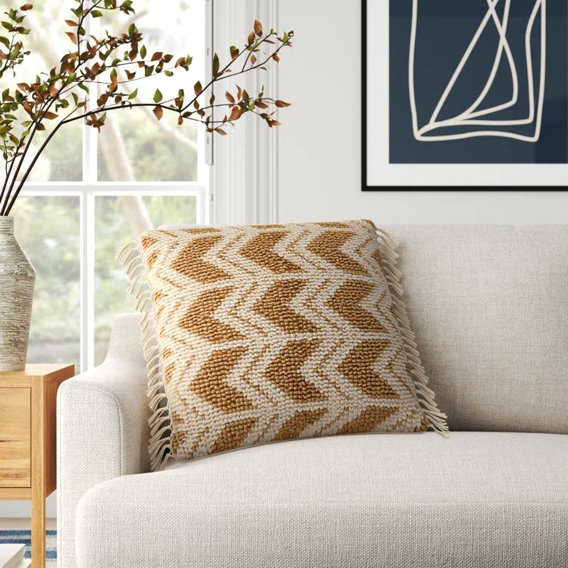 Oakleaf Chevron Polyester,Wool,Cotton Blend Throw Pillow