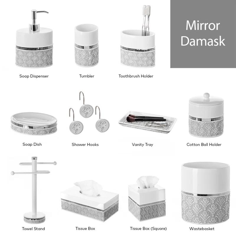 Creative Scents Mirror Damask Tissue Box Cover