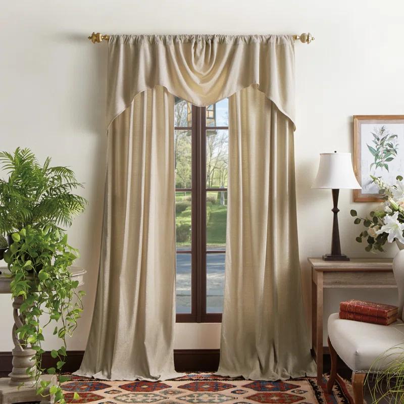 Martha Stewart Naples Chenille Solid Semi-Sheer Rod Pocket Curtain Panels (Set of 2)
