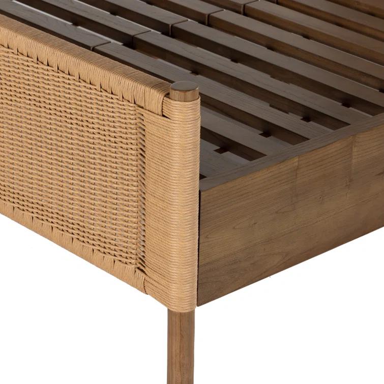 Toasted Sungkai Queen Platform Bed with Woven Headboard