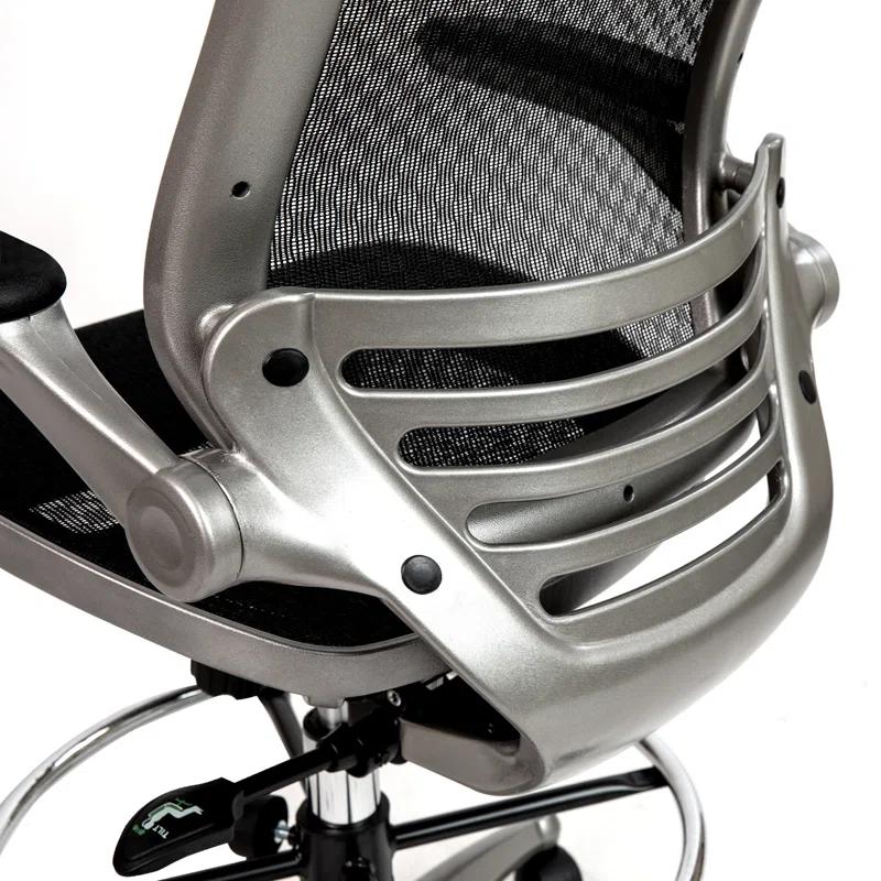 Flash Furniture Mignone Mid-Back Transparent Mesh Office Chair with Flip-Up Arms