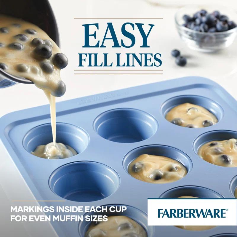 Blue Nonstick 12-Cup Heavy-Duty Muffin Pan