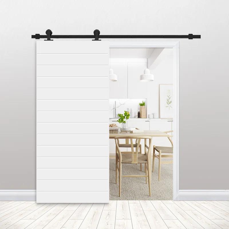 Calhome Hollow Paneled Painted with Installation Hardware Kit Barn Door