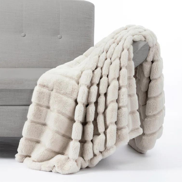 Cozy Bliss Soft Faux Fur Throw Blanket Plush Winter Blanket