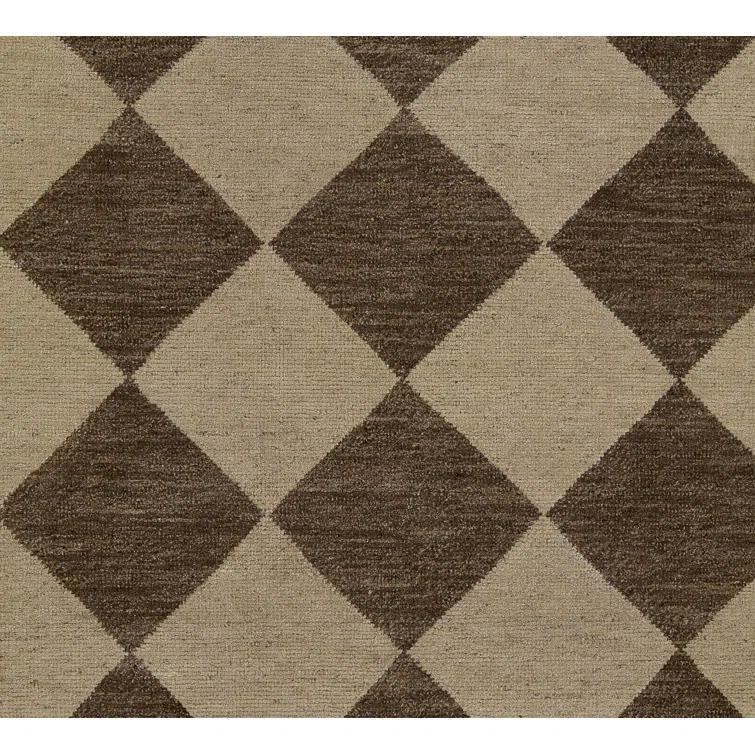 Winnie Geometric Hand-Knotted Wool Area Rug in Brown/Tan