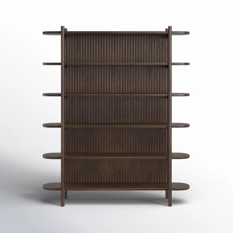 Redford 81" Dark Brown Mango Wood Mid-Century Modern Bookcase
