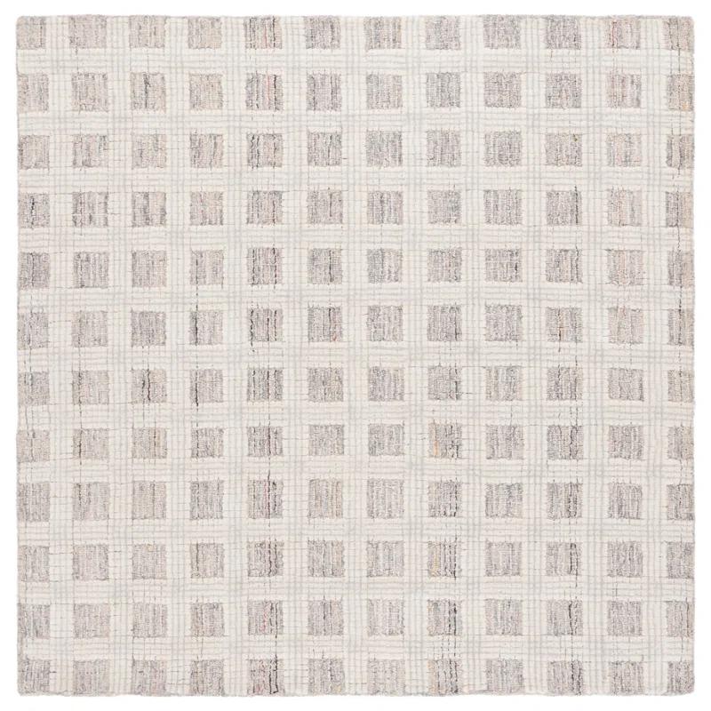 Ebony Hand Tufted Wool Pile Plaid Rug