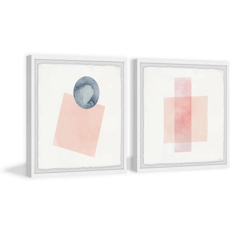Parvez Taj " Peaches And Shapes " by Parvez Taj 2 - Pieces Painting Print