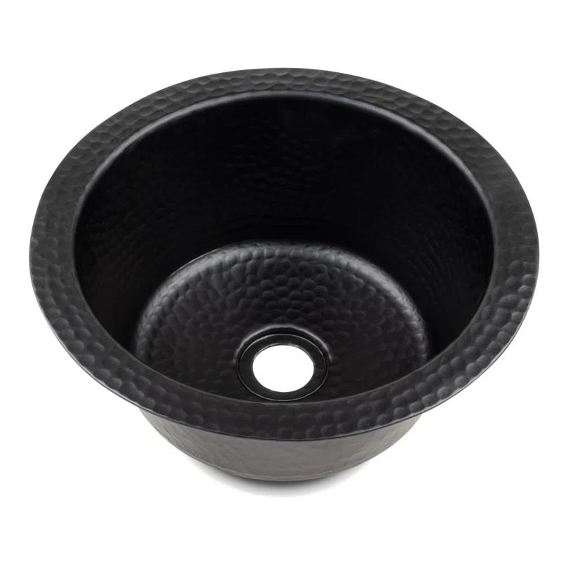 Monarch Abode 19196 Aluminum Hand Hammered Essex Dual Mount Single Bowl Bar Prep Sink 12", Black