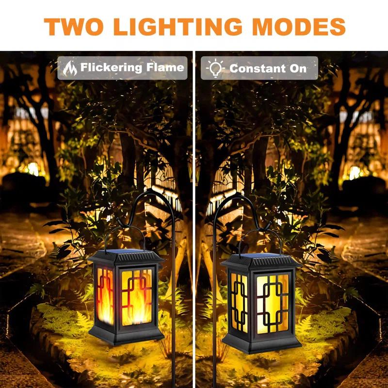 COAHAHA Solar Lantern Flickering Flame, Ip65 Waterproof, Solar Powered Outdoor Hanging Lantern For Patio, Garden, Yard, Two Lighting Modes, Energy-Saving