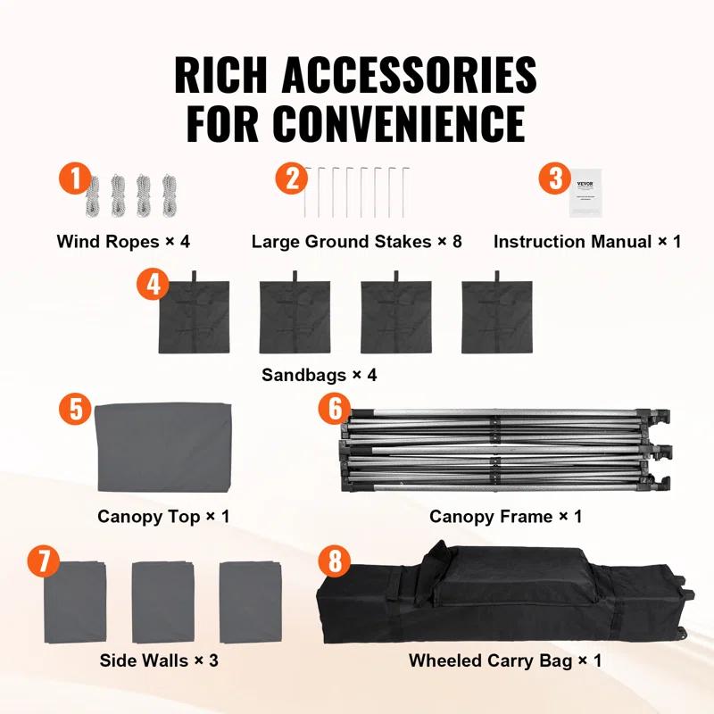 Stellweilan Tessberg 10x10 FT Pop up Canopy with Removable Sidewalls, Instant Canopies