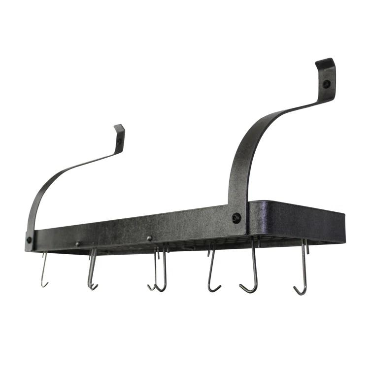 Enclume Handcrafted Gourmet Bookshelf Wall Rack with Curved Arms & 12 Hooks