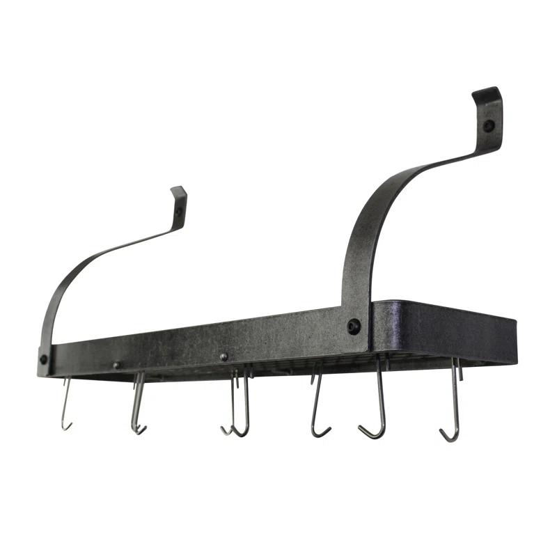 Enclume Handcrafted Gourmet Bookshelf Wall Rack with Curved Arms & 12 Hooks