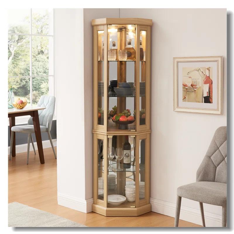 hernansofa Corner Lighted Curio Cabinet Corner Glass Cabinet Lighted Curio Cabinet Corner Display Case