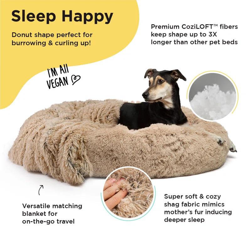 Best Friends By Sheri Best Friends by Sheri Bundle The Original Calming Shag Donut Cat and Dog Bed + Throw
