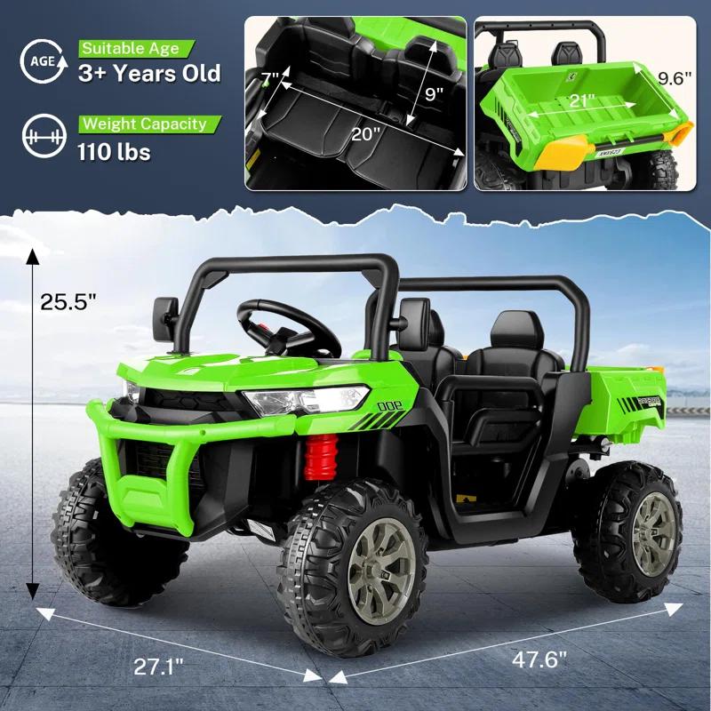 Himimi Delia Himimi 24 Voltage  Ride On Dump Truck, 2 Seater Kids UTV with Electric Dump Bed, Remote Control