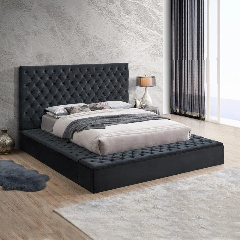 Aidelyn Upholstered Velvet Platform Bed