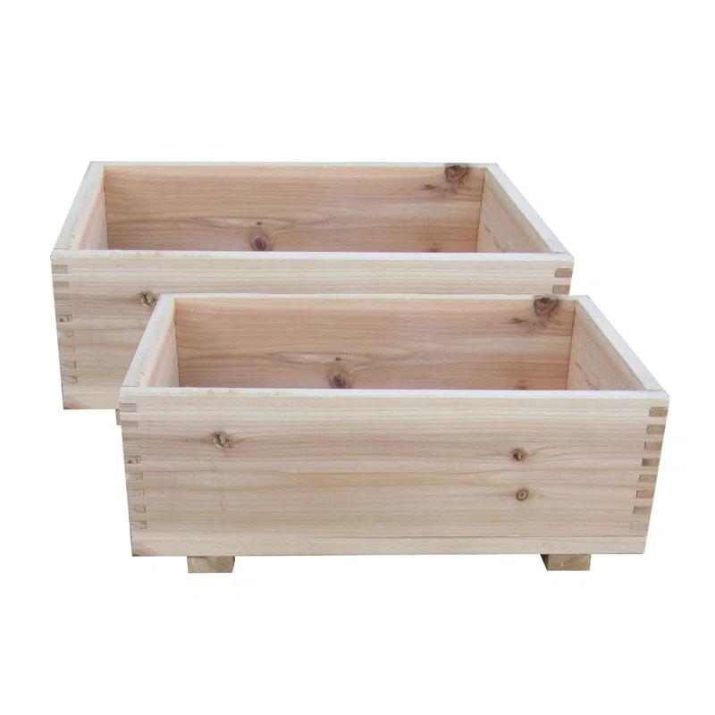 Loon Peak® Rech Wood Pot Planter (Set of 2)