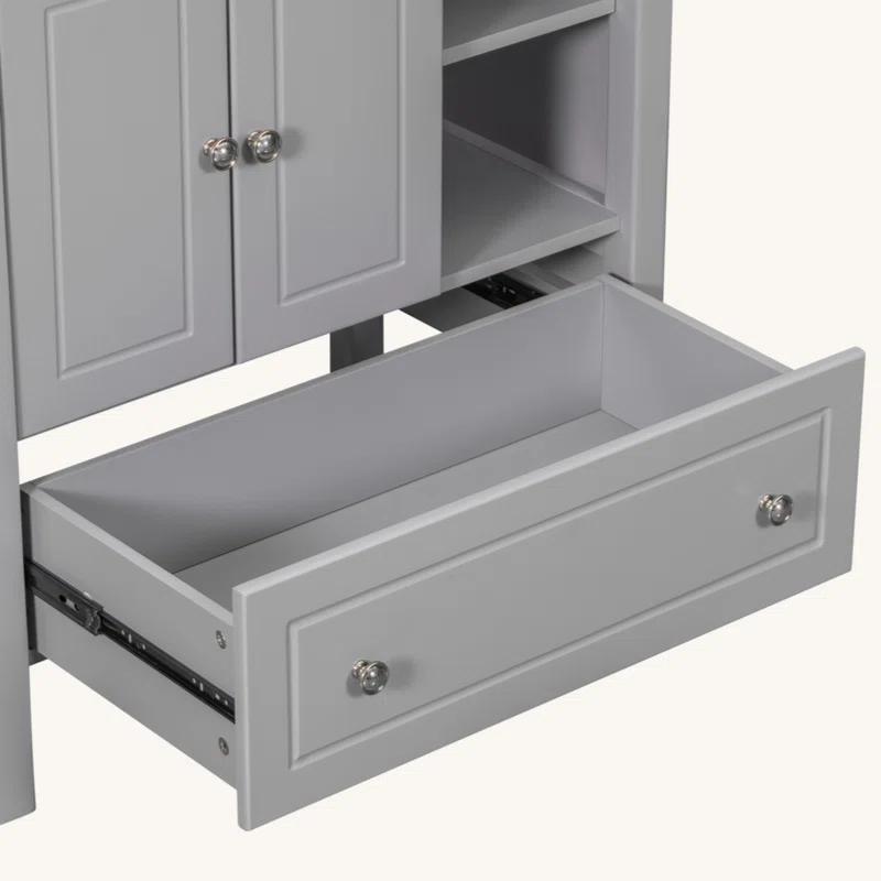 Tech Cube 30" Bathroom Vanity Base Only, Solid Wood Frame, Bathroom Storage Cabinet With Doors And Drawers