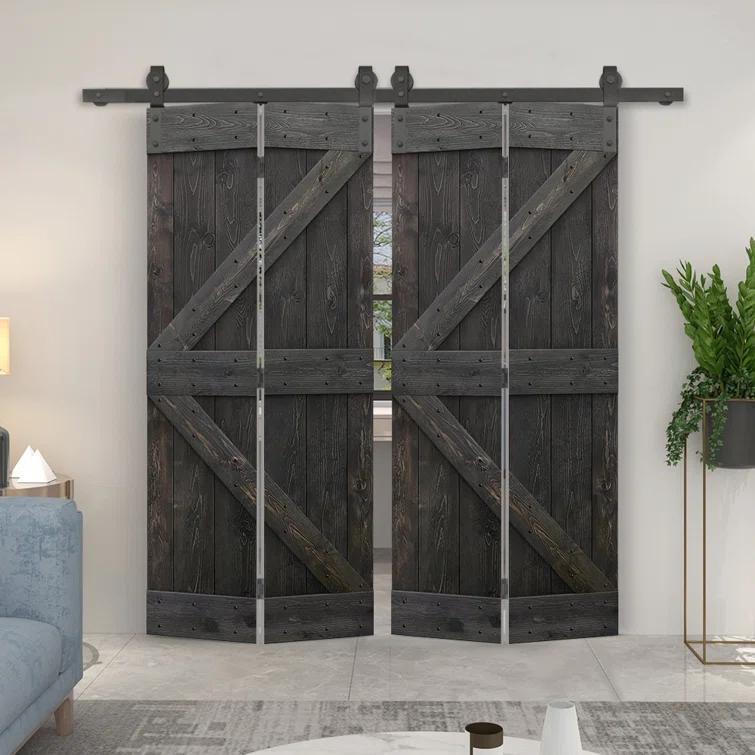 Calhome 84'' Solid Wood Barn Doors Painted without Installation Hardware Kit Barn Door