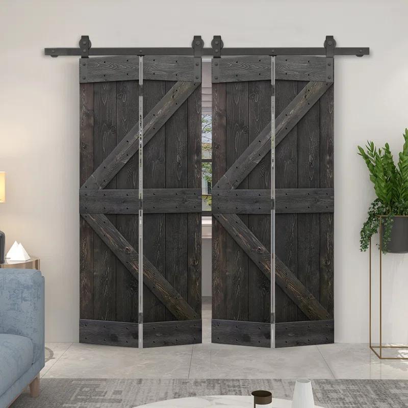 Calhome 84'' Solid Wood Barn Doors Painted without Installation Hardware Kit Barn Door
