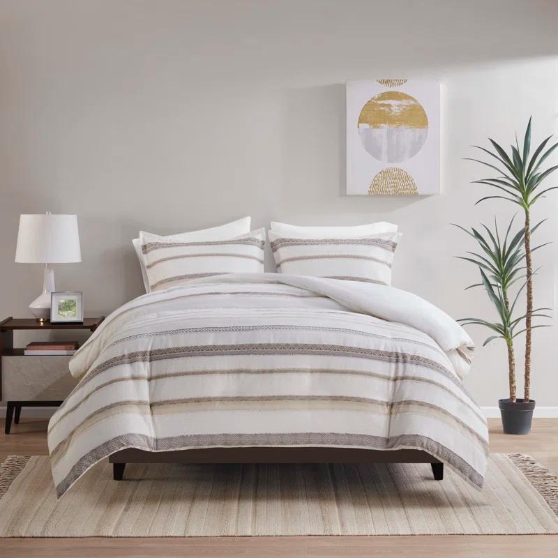 510 Design Langley 3 Piece Clipped Jacquard Duvet Cover Set